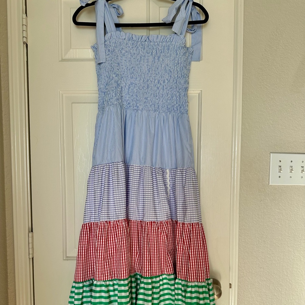Multi Print Smocked Maxi Dress